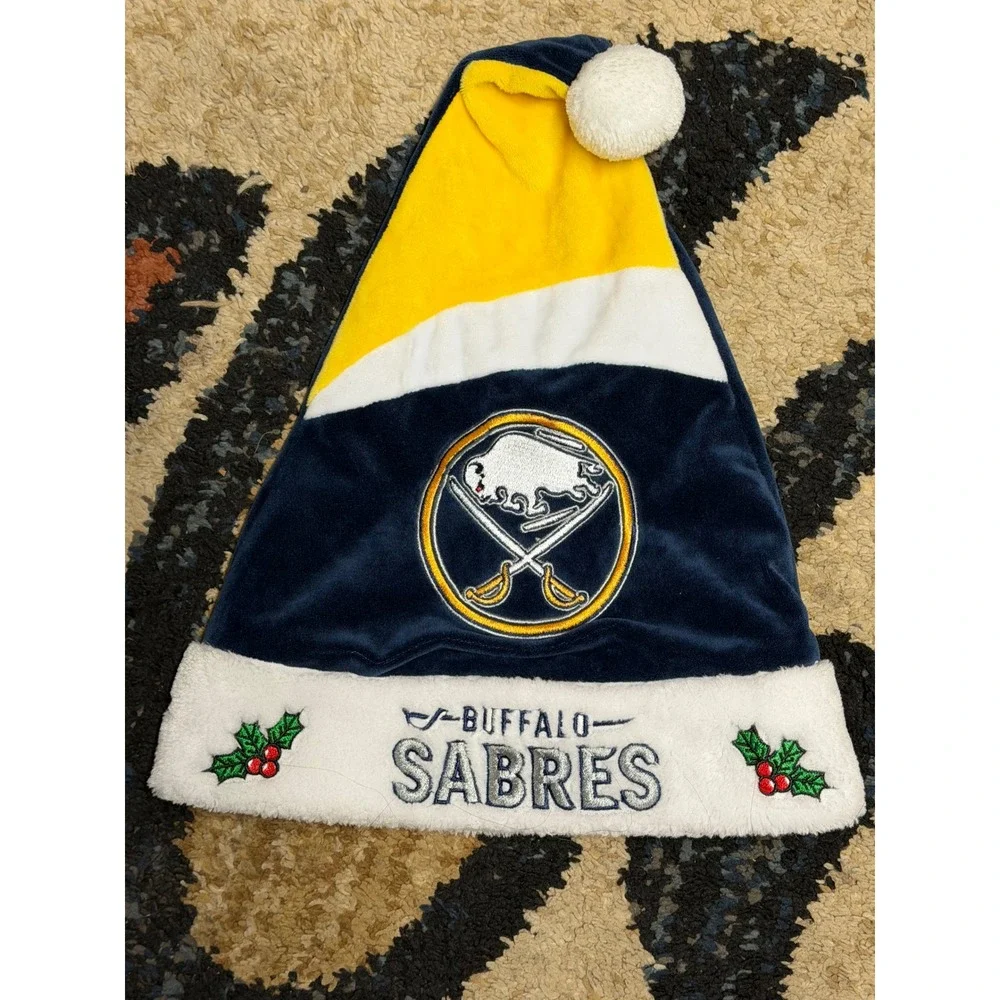 Buffalo Sabres NHL Santa Hat Forever Collectibles Navy Blue Yellow Holiday Cap